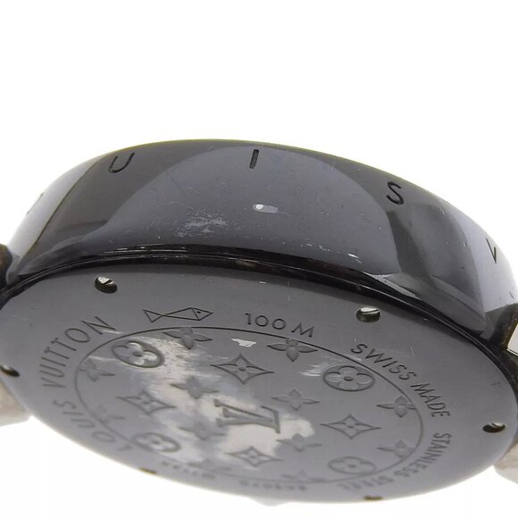 LOUIS VUITTON Tambour GMT Watches Q113K blackDial Stainless Steel/rubber M... - Picture 4 of 8